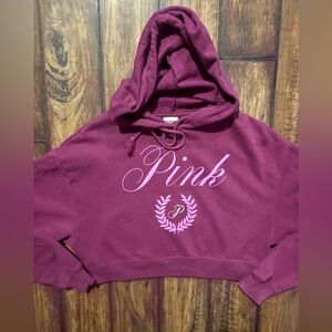 PINK Victoria's Secret Maroon Cropped Hoodie